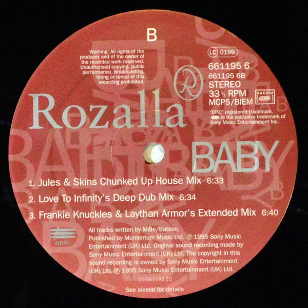 Rozalla - Baby (12") - 画像 (4)
